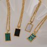 Jewelry Colorful White Shell Necklace Rectangle Pendant Necklace Stainless Steel Necklace