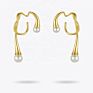 Jewelry Gold Color Irregular Knot Double Pearl Ear Clip Environmental Brass Earrings Lasting Color Retention E201148