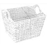 Jialan Rectangular Weave Wicker Rattan Basket Woven Water Hyacinth Storage Baskets with Cutout Handles
