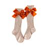 K1118204 1-8Y Kids Baby Knee High Girls for Children Princess Style Knit Toddler Cotton Long Socks with Velvet Bows