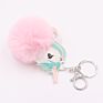 Kazufur Unicorn Fur Ball Bag Charm Pony Faux Fur Ball Keychain 8Cm