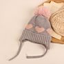 Kids Heart Earflap Hat Newborn Baby Knit Heart Jacquard Pom Pom Hat with Earflap