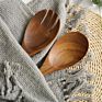 Kitchen Appliance Tools Fruit and Vegetable Salad Servers Eco Friendly Teak Wood Spoon Fork for Cooking