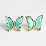 Korean Jewelry Color Transparent Glass Butterfly Earrings Needle Crystal Butterfly Stud Earrings
