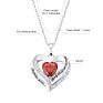 Krkc Women Jewelry 925 Sterling Silver 18K White Rose Gold Plated Garnet Gemstone Heart Shape Pendant Heart Necklaces