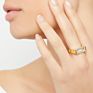Ladies Baguette Zircon Ring Jewelry 18K Gold Plated Stainless Steel Finger Rings for Women Non Tarnish