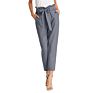 Ladies Chino Fall Solid Color Long Pleated Pencil Belt Woman Pants Casual