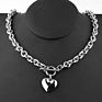 Ladies Titanium Steel Stainless Steel O-Chain Solid Heart Necklace Bracelet Set Ot Buckle