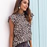 Ladies Vintage Chic Leopard Print Top and Blouses Shirts Women Short Sleeve Chiffon Blouse Women Tops Female Blusas