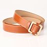 Lady Alloy Square Buckle No Hole Waist Belt Adjustable Jeans Pu Belt for Woman