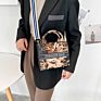 Large Capacity Retro Leopard Print Girl Single Shoulder Bag Canvas Handbag for Women