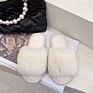 Large Size Fluffy Slippers Female Autumn and Indoor Flat Big Rabbit Fur Cotton Slippers