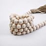 Large Wooden Bead Garland with Tassels Christmas Wood Crafts Decorations for Home Decor Wood