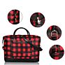 Leather Buffalo Plaid Women Personalized Handbag Weekend Duffle Bag Luxury Travel Bags