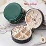 Leather Jewellery Packaging Storage Ring Earing Necklace Jewel Organizer Case Small round Travel Jewelry Box