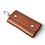 Leather Key Case Wallets Keychain Key Holder Ring with 6 Hooks Snap Closure