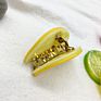 Lemon Pattern Double Sides Acetate Jaw Hair Clip Claw Gold Plated Accessories for Women