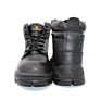 Light Genuine Leather Black Mid Cut Safety Shoes with Steel Toe for Man