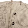 Light Khaki Warm Soft Spring Autumn Sales Girls Sweater with Buttons and Pocket Kids Chunky Knit Cardigan Girls Sweater