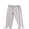 Little Girl Fall Clothes Pure White Cotton Hi Low Ruffles Shirts with Grey Bell Bottoms Girl Boutique Baby Clothes