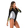 Long-Sleeved Sunscreen Zipper High-Neck One-Piece Triangle Print Swimsuit