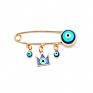 Lucky Eye Blue Turkish Evil Eye Brooch Pin for Women Men Dropping Oil Flower Crown Star Hamsa Hand Charm Jewelry