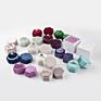 Luxury Champagne Color Oval Velvet Ring Boxes Grey Jewelry Wedding Proposal Gift Box for Ring Packaging