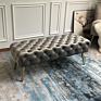 Luxury Flannel Fabric Brass Legs Bedroom/Living Room Lake Green Bed Bench Stool