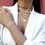 Luxury Multilayer Link Chain Choker Necklace Female Pearl Beaded Coin Queen Jewelry 4Pcs/Set Long Pendent Necklaces