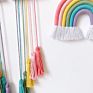 Macrame Rainbow Wall Hanging Handmade Rope Woven Tassel Wall Art for Boho Home Decor Party Supplies