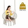 Macrame Swing Chair Macrame Hammock Chair Hanging Cotton Rope Hammock Swing Chair Indoor/Outdoor