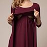 Maternity Dress with Ruffled Long Belt round Neck Breastfeeding Dress Tct10020