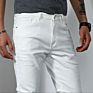 Men Stretch Solid White Jeans Stylish Skinny Pants Tapered Jeans for Man