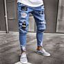 Men's Distressed Denim Pants Jeans Slim Fit Ripped Holes Pantalon Jeans Homme Pas Cher Broken Skinny Jeans for Men