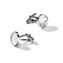 Mens Jewelry Gold Plated Copper Brass round White Shell Mother of Pearl Cufflinks