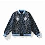 Mens Motorbike Style Embroidery Leopard Print Flannel Varsity Bape Couple Sherpa Bomber Jacket