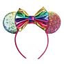 Metallic Rainbow 5" Hair Bows Mouse Ears Hairband for Girls Big Sequins Ears Chic Headband Diy Hair Accessories