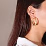 Micci Pvd 18K Gold Plated Stainless Steel Jewelry Statement Hollow Out Big Large Thick Chunky Hoop Earrings for Women