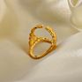 Minimalism 18K Gold Plated Stainless Steel Jewerly Rings Geometric Hollow Oval Hammer Opened Adjustable Rings