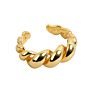 Minimalist Design 14K Gold Plating Croissant Open Ring Adjustable Textured Band Ring Geometric Open Rings for Girl Woman