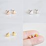 Minimalist Ear Silver Gold Color 4Mm Square round Triangle Cross Heart Shape Stainless Steel Stud Earrings