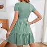 Moq 1Pc Simple Street Wear Women Causal T Shirt Dress Solid Color Short Sleeve Knit Ribbed Dresses