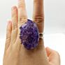 Natural Raw Druzy Amethyst Ring Stone Jewelry February Birthstone Stone Boho Geode Mens Jewelry Statement Gold Cuff Ring Men