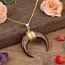 Natural Shell Pearl Crescent Moon Pendant Horn Charms Full Gold Chain Necklace for Women