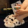 Natural Women's Cozy Flat Slide Sandals Furry Slippers Soft Comfortable Indoor Outdoor Faux Shearling Fluffy Slippers