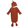 Newborn Baby Clothes Knitted Ribbed Cotton Baby Gown with Beanie Unisex Knotted Baby Gown Set