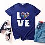 Newest Design Casual Love Letter Printing 4Xl plus Size T-Shirt Short Sleeve O-Neck Loose Women's T-Shirt