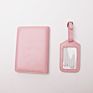 Newest Design Make Your Own Logo Pu Leather Pink Passport Holder and Pink Luggage Tag Gift Set
