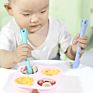 Non-Toxic Soft Giraffe Silicon Baby Feeder Feeding Spoons Baby Fork and Spoon Set