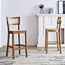 Nordic Design High Back Rattan Seat Antique Solid Wood Bar Chair